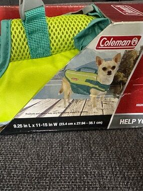 Coleman Neon Lime and Teal Dog Life Jacket